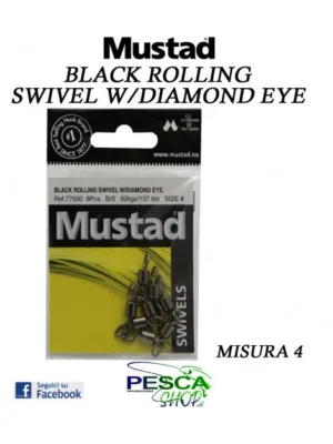 MUSTAD BLACK ROLLING SWIVEL DIAMOND EYE – REF:77500