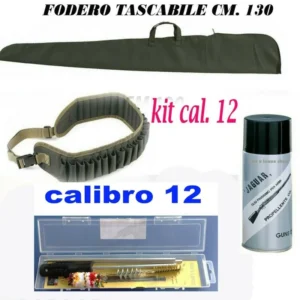 Kit Pulizia Fucile Fodero Olio Armi Caccia Cartuccera Cal. 12