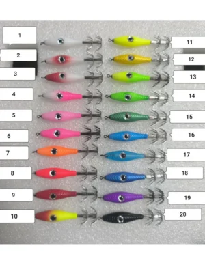 Esche a forma di zecca per calamari